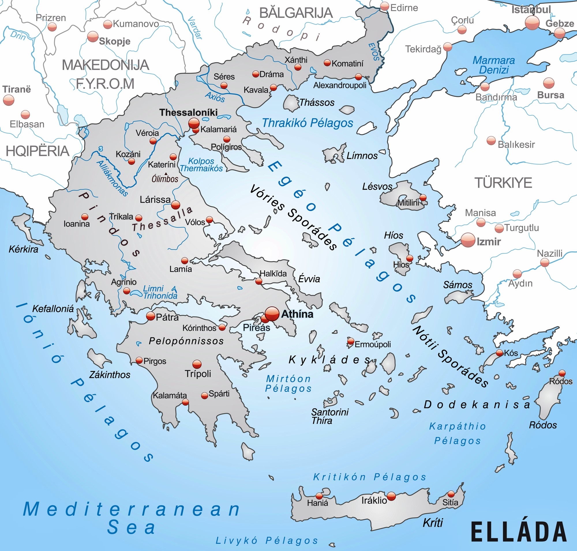 Free Printable Map Of Greece