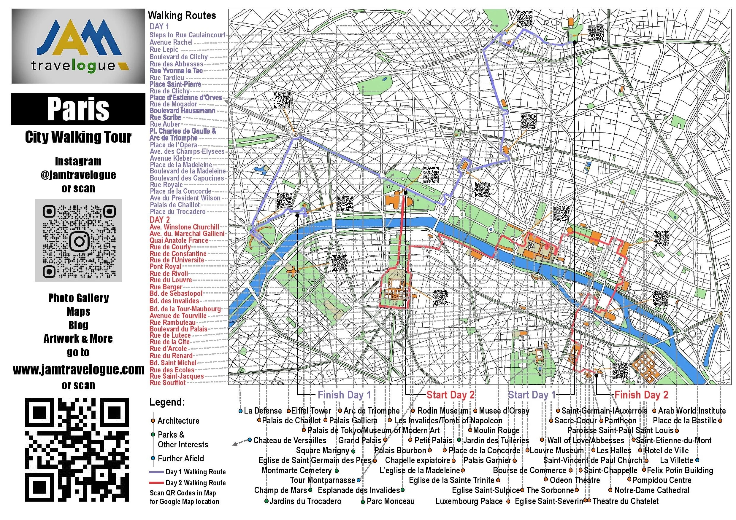 Paris Walking Map Printable Paris Walking Map Printable