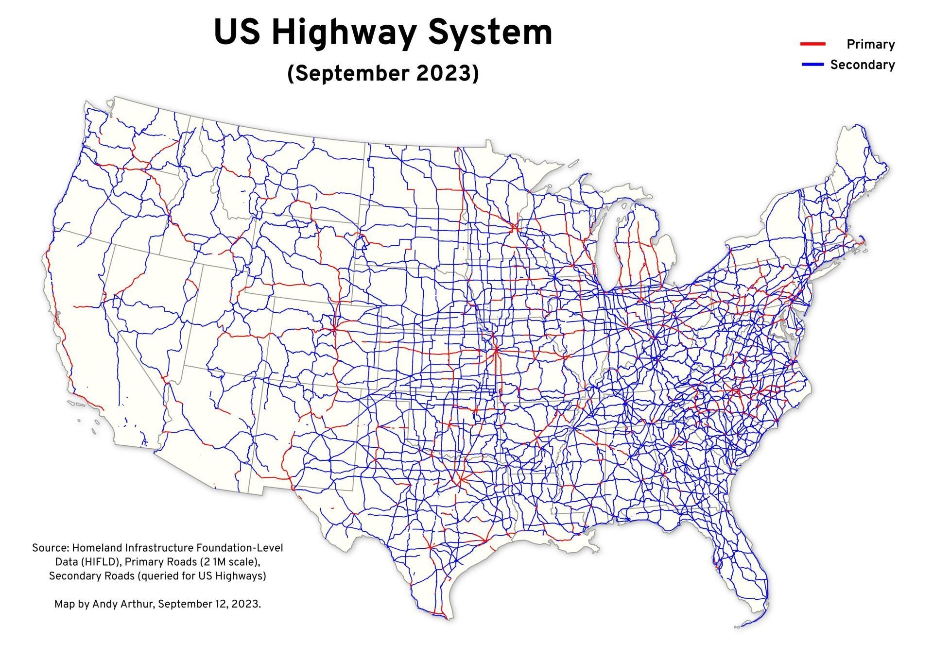 Printable Us Map With Highways