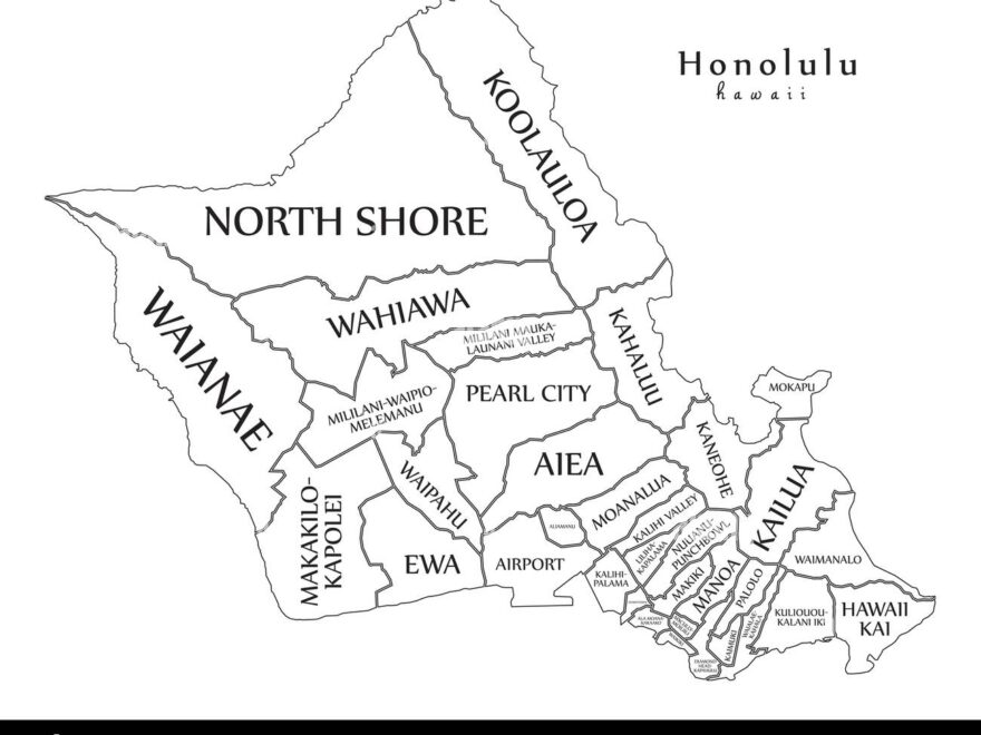 Hawaii Map Black And White Stock Photos Images Alamy