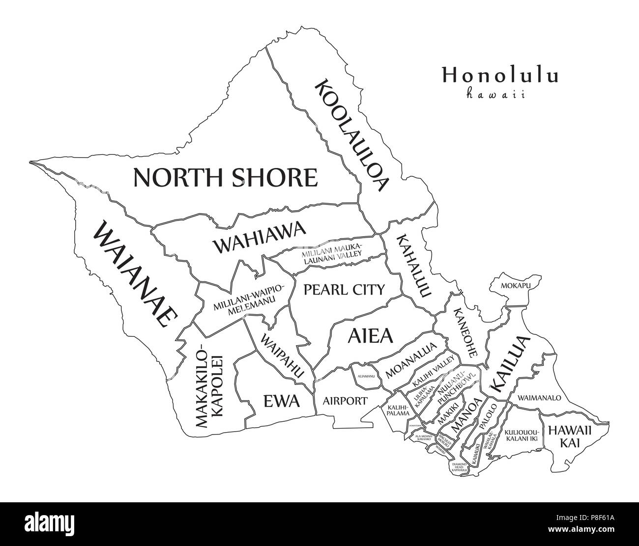 Hawaii Map Black And White Stock Photos Images Alamy