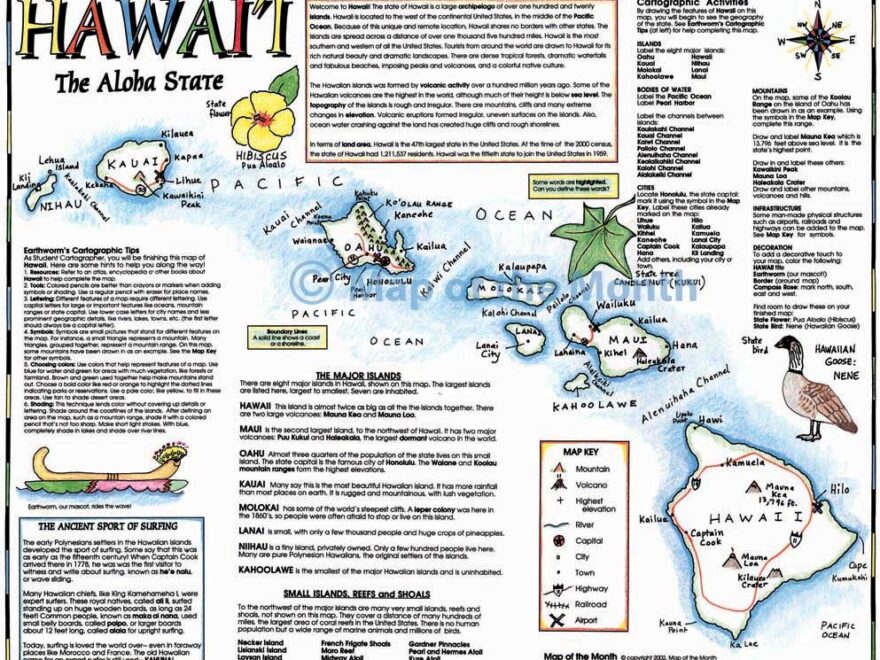 Hawaii Map Blank Outline Map 16 By 20 Inches Activities Included