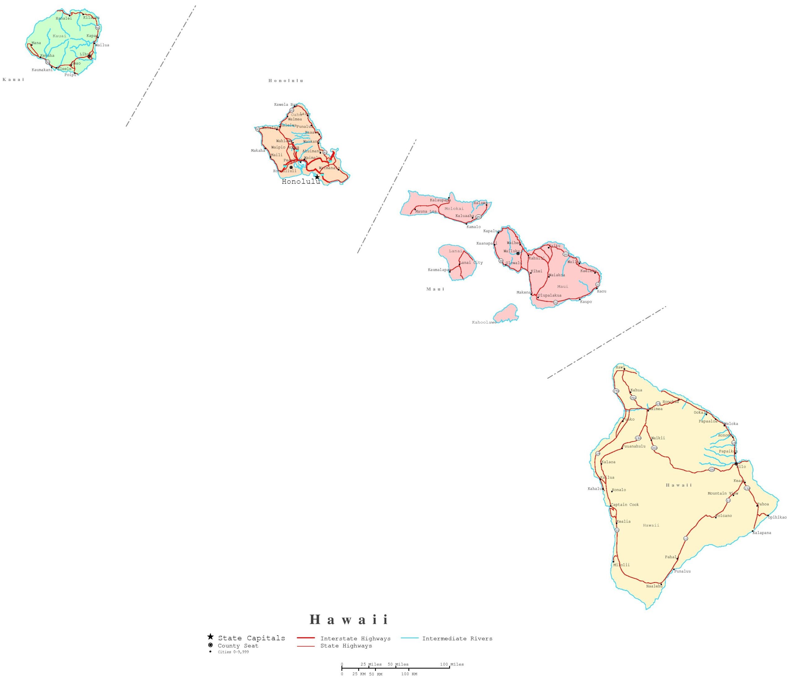 Free Printable Map Of Hawaiian Islands