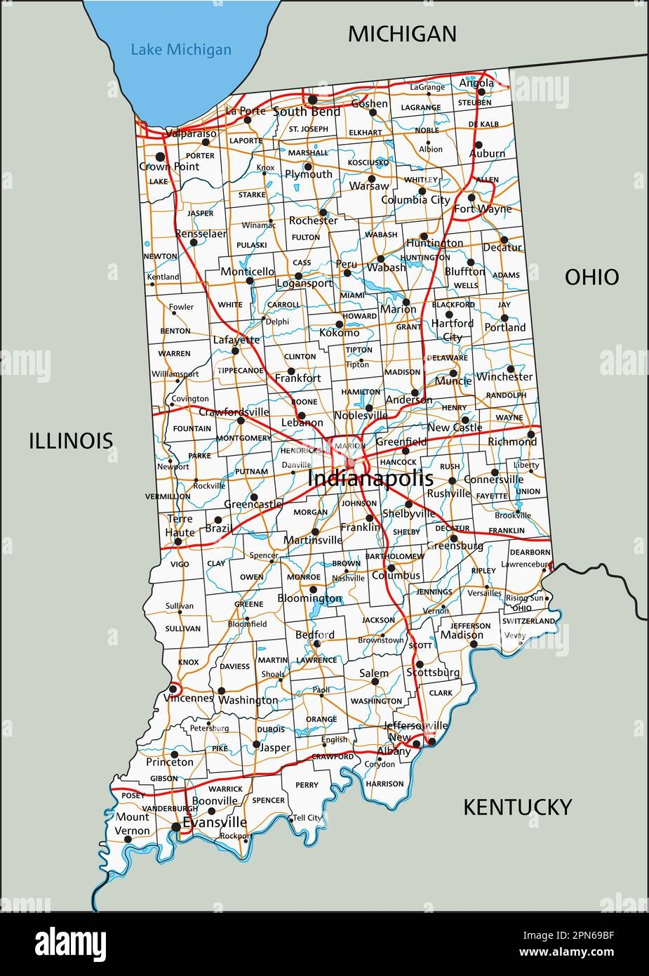 High Detailed Indiana Road Map With Labeling Stock Vector Image Art Alamy High Detailed Indiana Road Map With Labeling Stock Vector Image Art Alamy