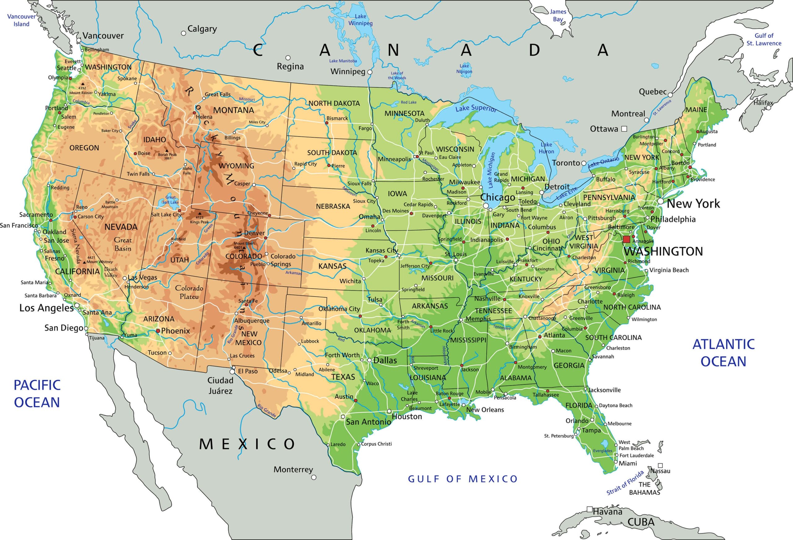 High Detailed United States Of America Road Map