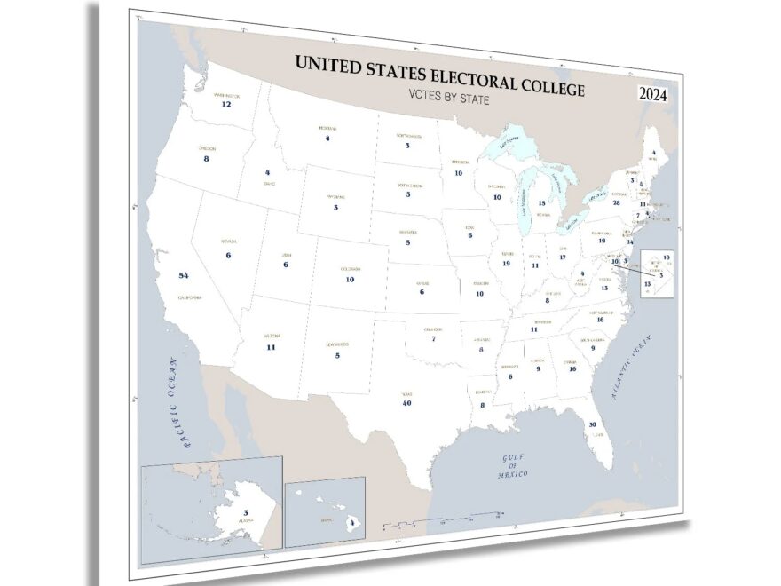 HISTORIX USA 2024 Updated American Electoral College Votes Map High Quality Print 24x30 Inch Walmart