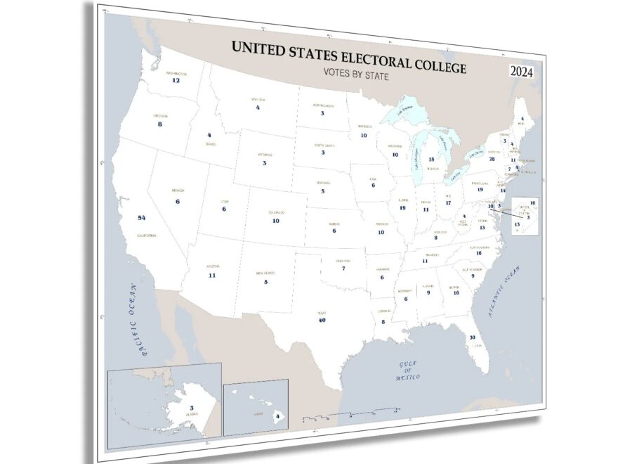 HISTORIX USA 2024 Updated American Electoral College Votes Map High Quality Print 24x30 Inch Walmart
