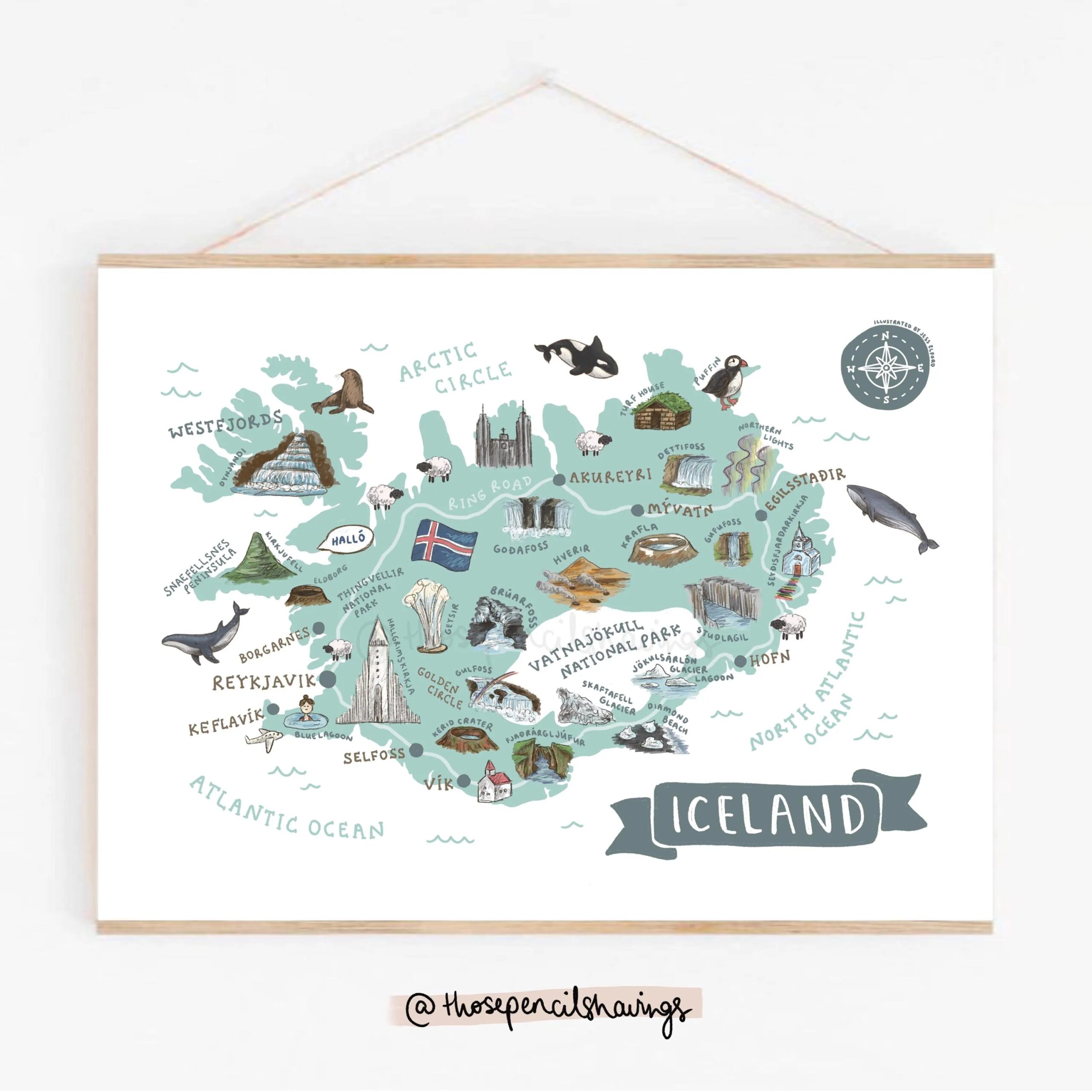 Iceland Travel Map Cute Printable
