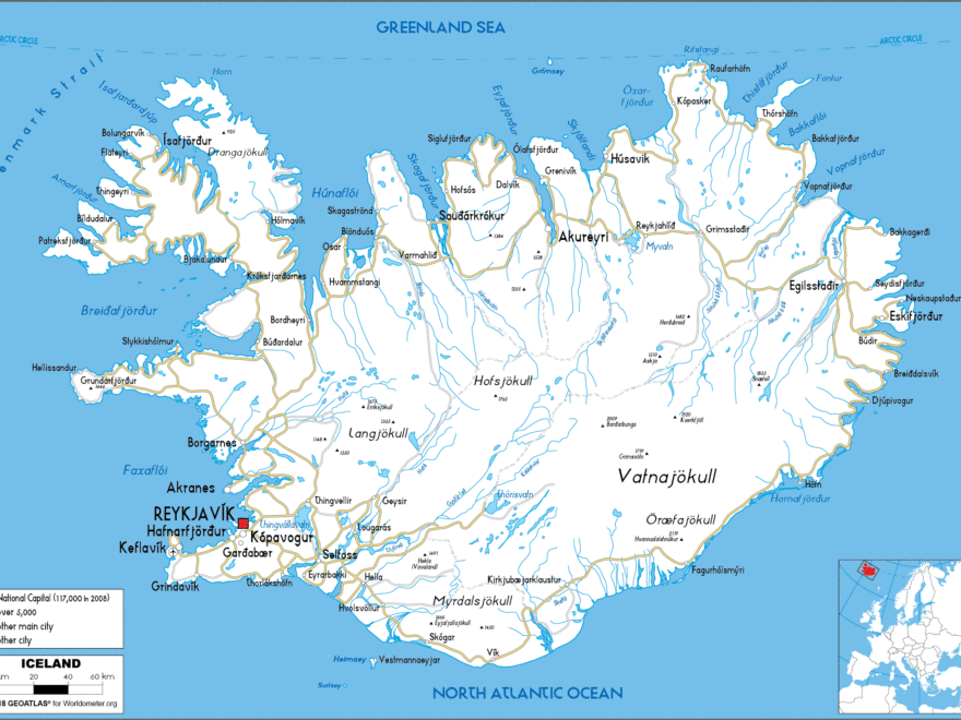 Iceland Map Road Worldometer