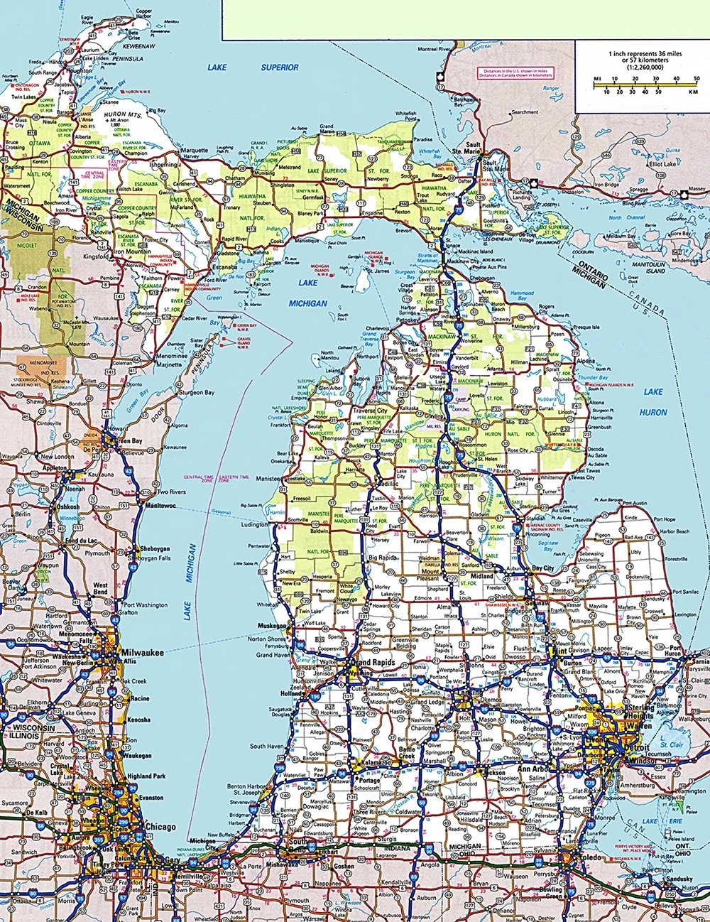 Free Printable Map Pf Michigan