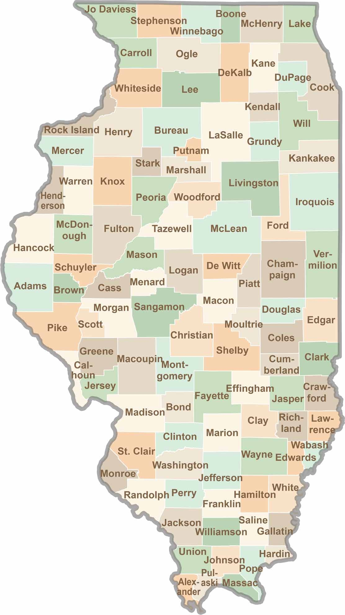 Illinois Counties Map Printable Illinois Counties Map Printable