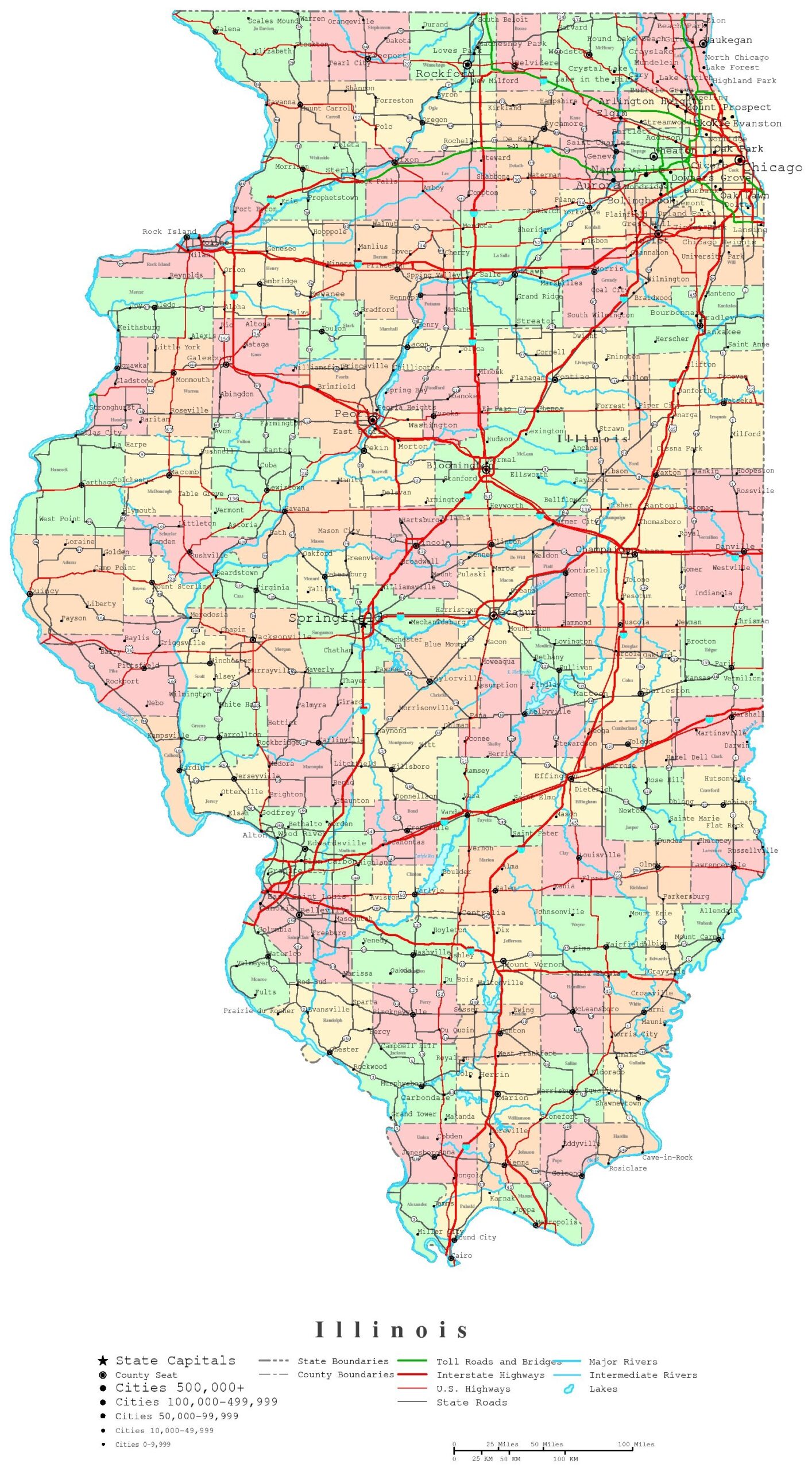 Illinois Printable Map Illinois Printable Map