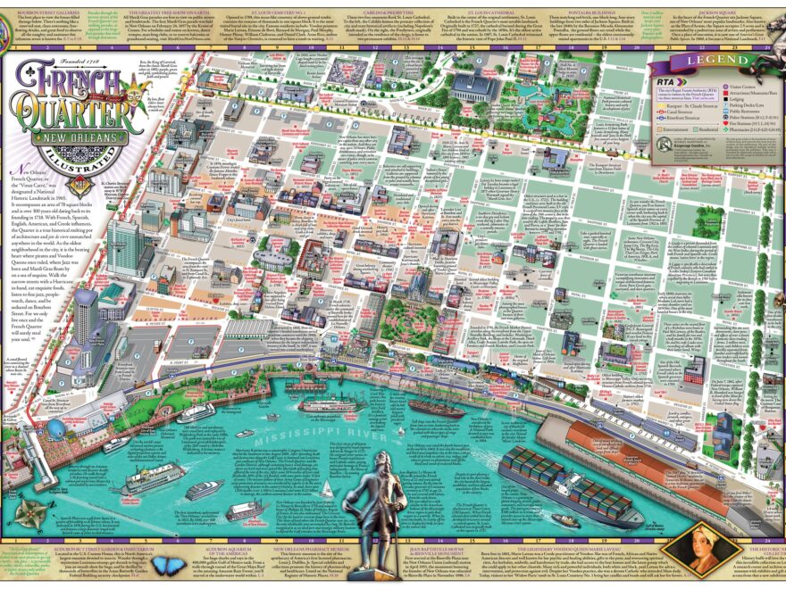 Illustrated French Quarter Map NOLA Karpovage Creative
