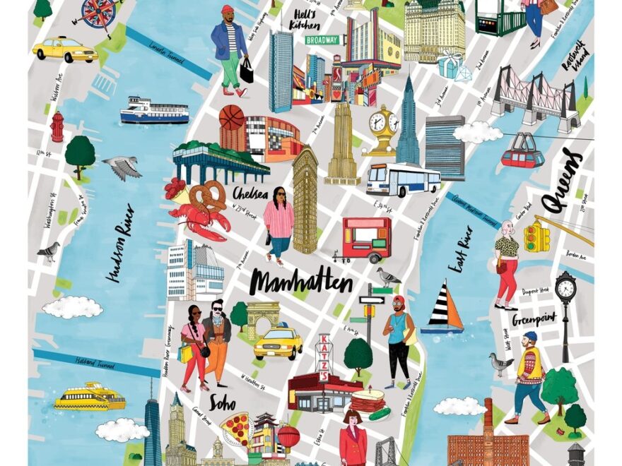 Illustrated Map Of New York Tilly AKA Running For Crayons Freelance Illustrator Worksheets Library