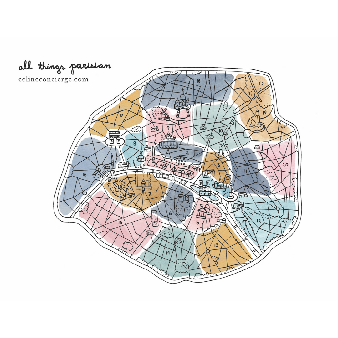 Illustrated Map Of Paris Print Color C line Concierge Paris Concierge