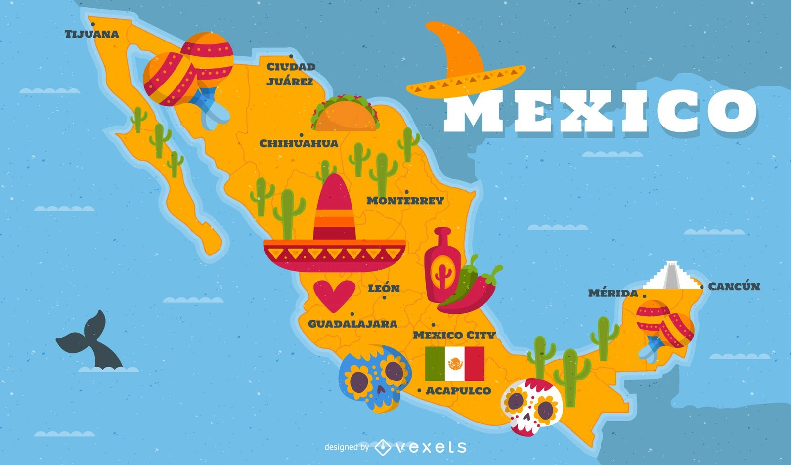 Printable Map Of Mexico On The World