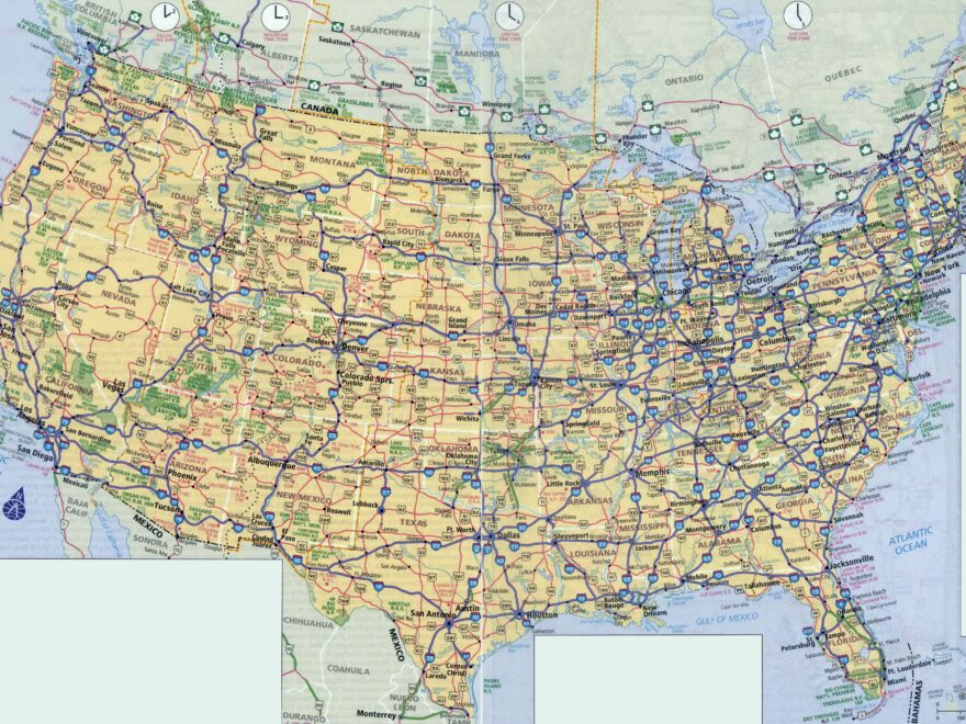 In High resolution Highways Map Of The USA The USA Highways Map In High resolution Vidiani Maps Of All Countries In One Place
