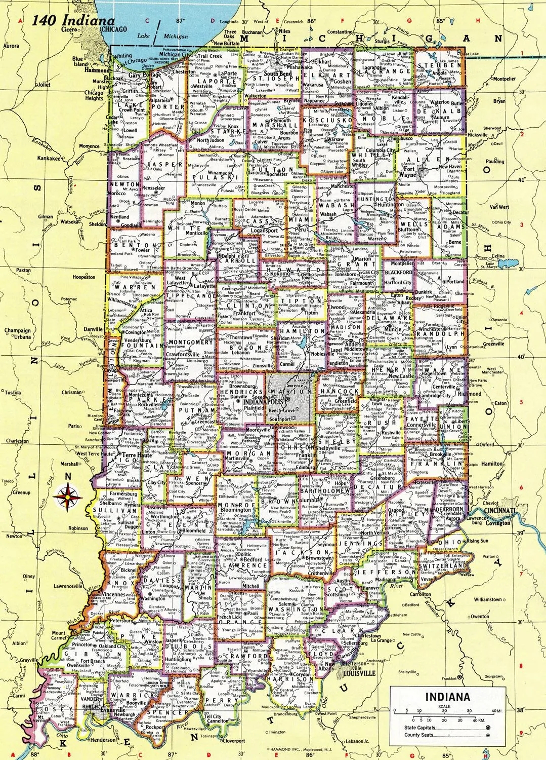 Indiana Map Instant Download Printable Map Digital Download Wall Art Antique Map Etsy