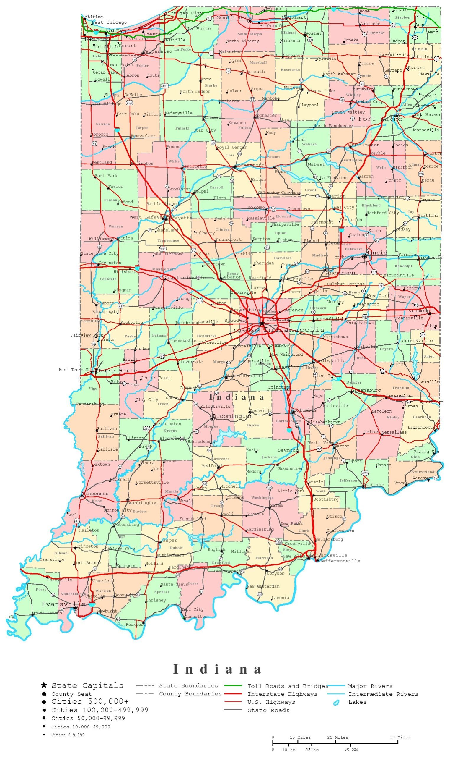Free Printable Indiana County Map
