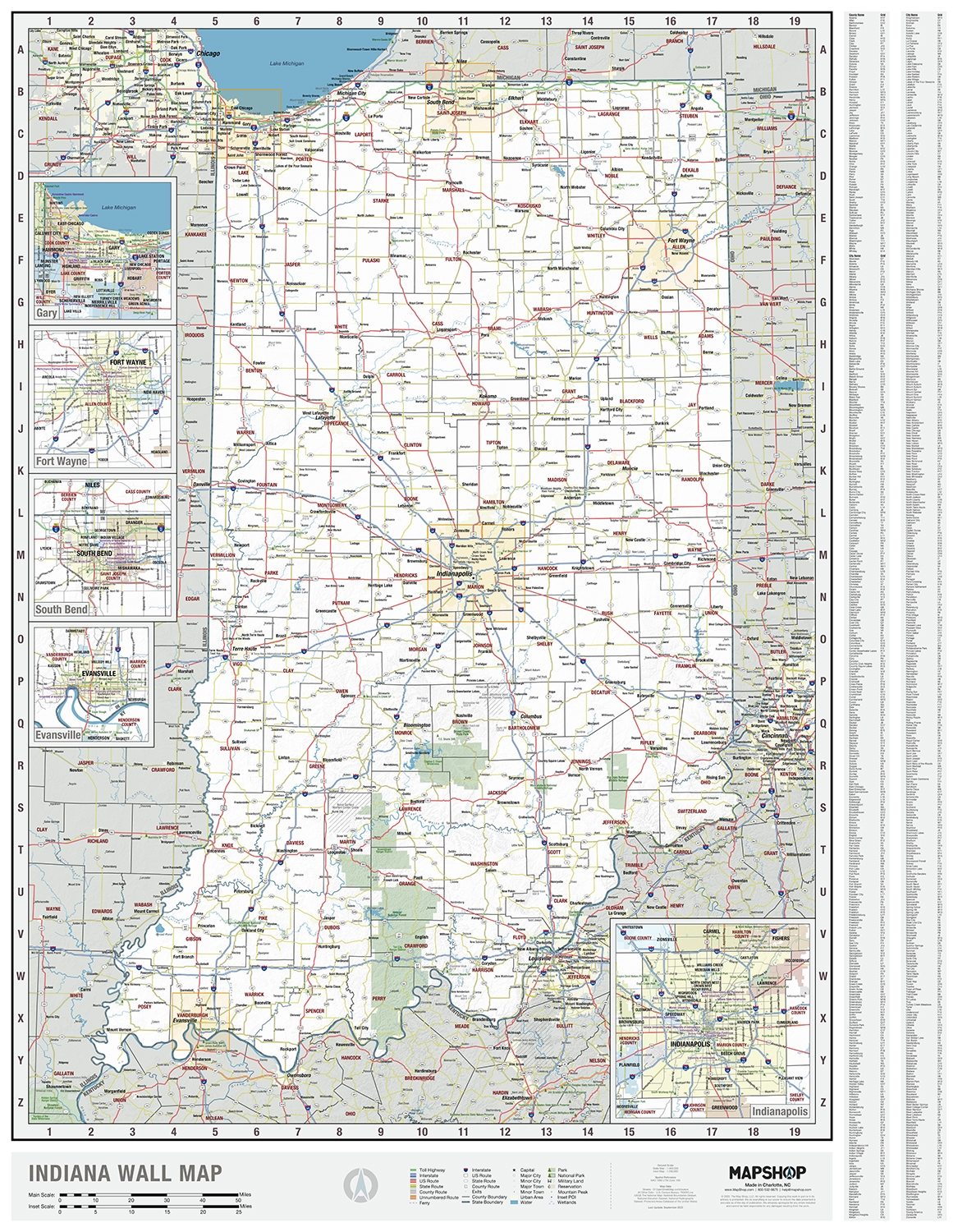 Indiana State Wall Map By MapShop The Map Shop