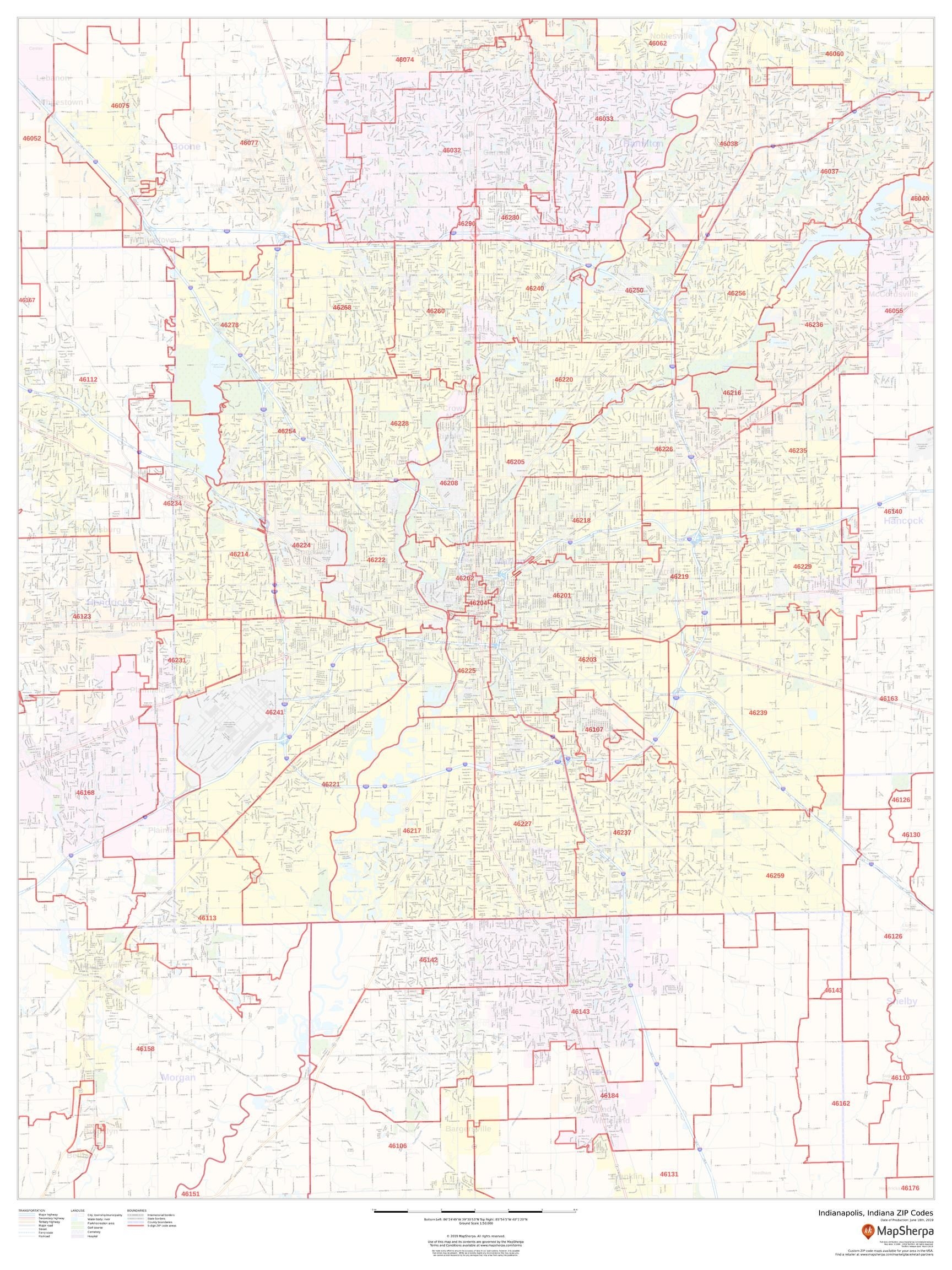 Indianapolis Zip Code Map Printable