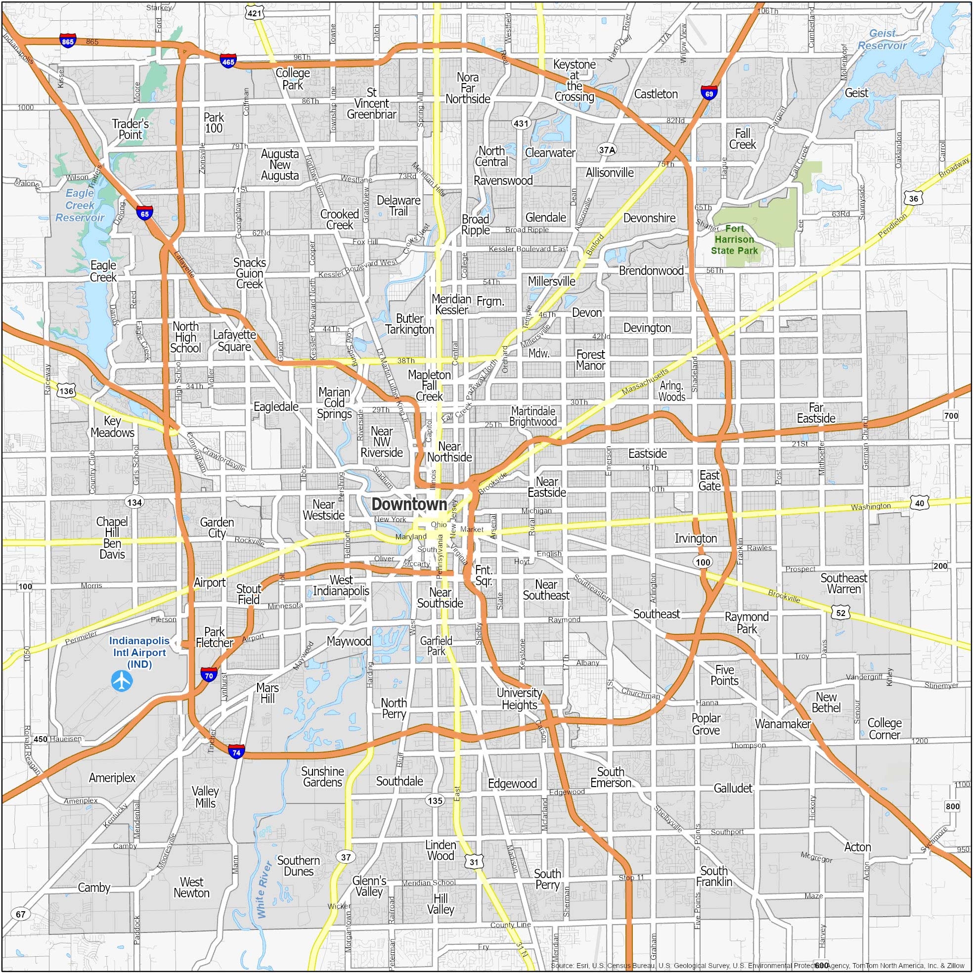 Indianapolis Northside Street Map Printable