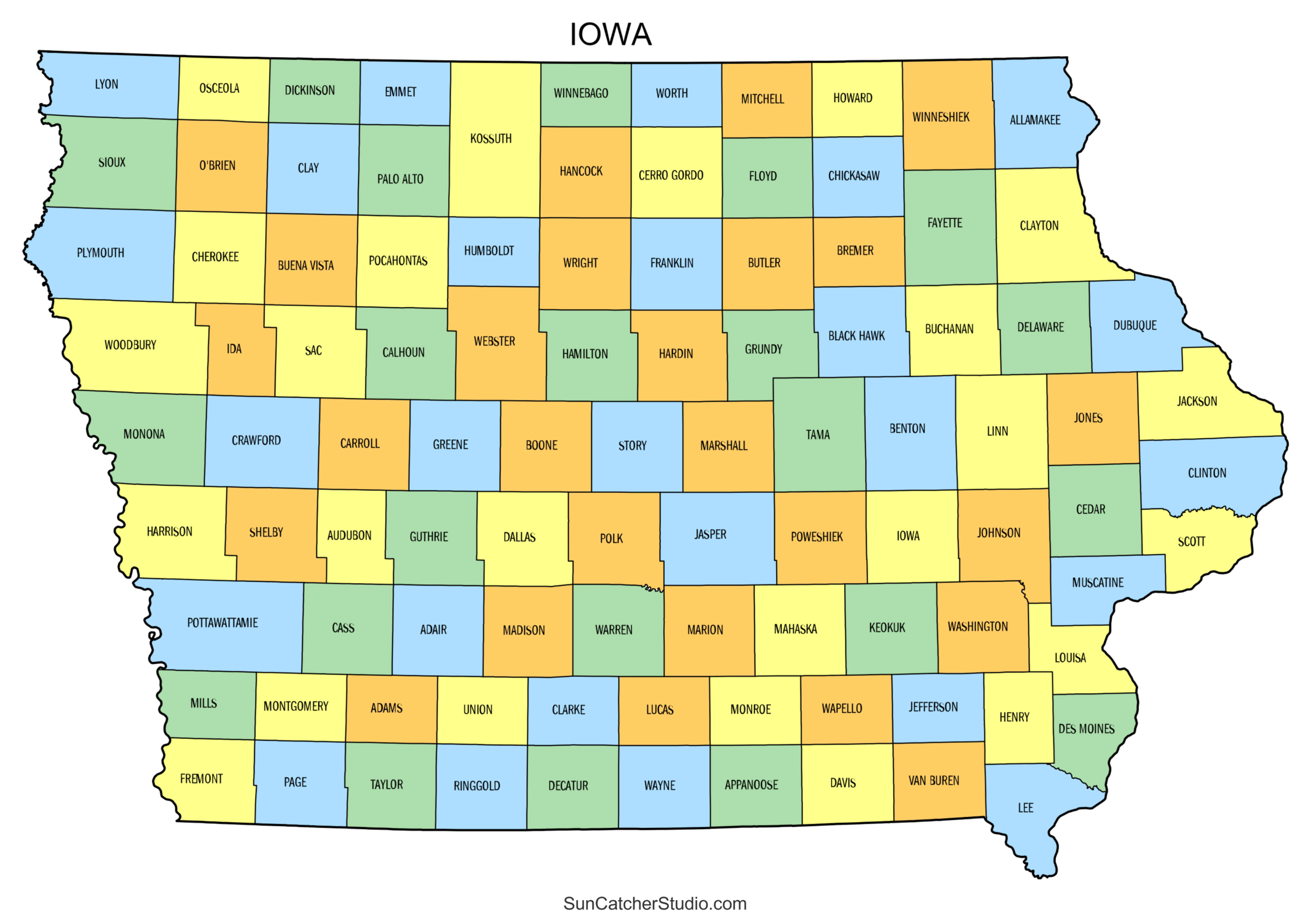 Iowa County Map Printable State Map With County Lines Free Printables Monograms Design Tools Patterns DIY Projects
