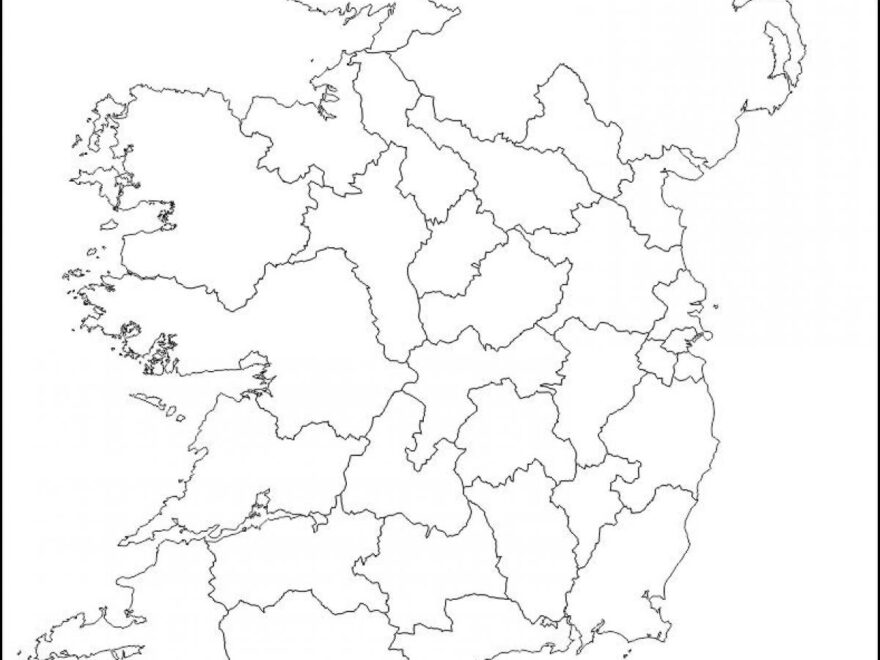 Ireland County Map Outline Blank Map Of Ireland With County Borders Northern Europe Europe