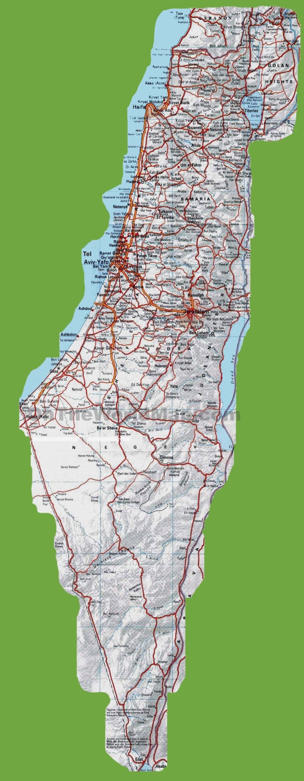 Israel Road Map Ontheworldmap