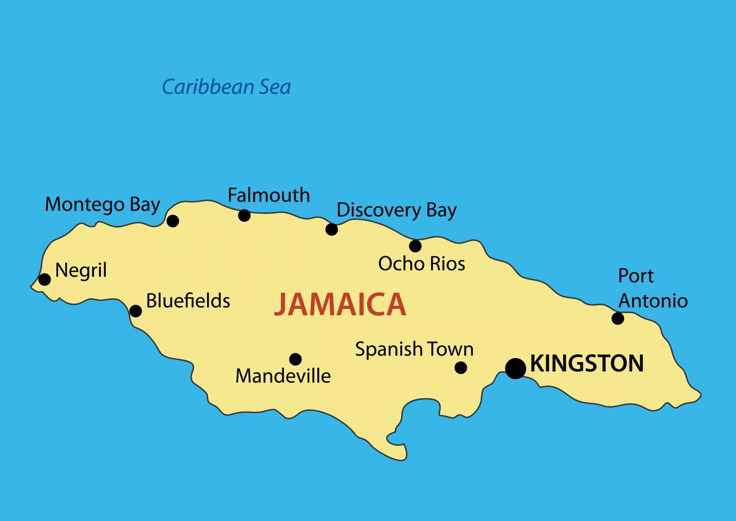 Jamaica Cities Map Map Of Jamaica Cities Caribbean Americas 