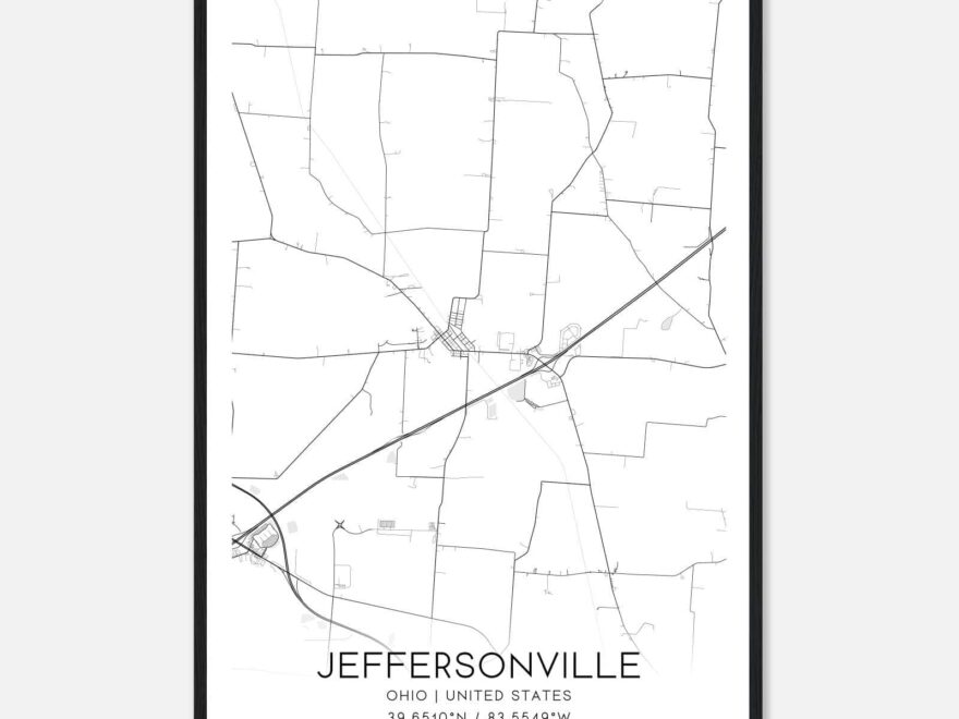 Jeffersonville Ohio Map Poster Modern Home Decor Wall Art Print Custom Maps Posters