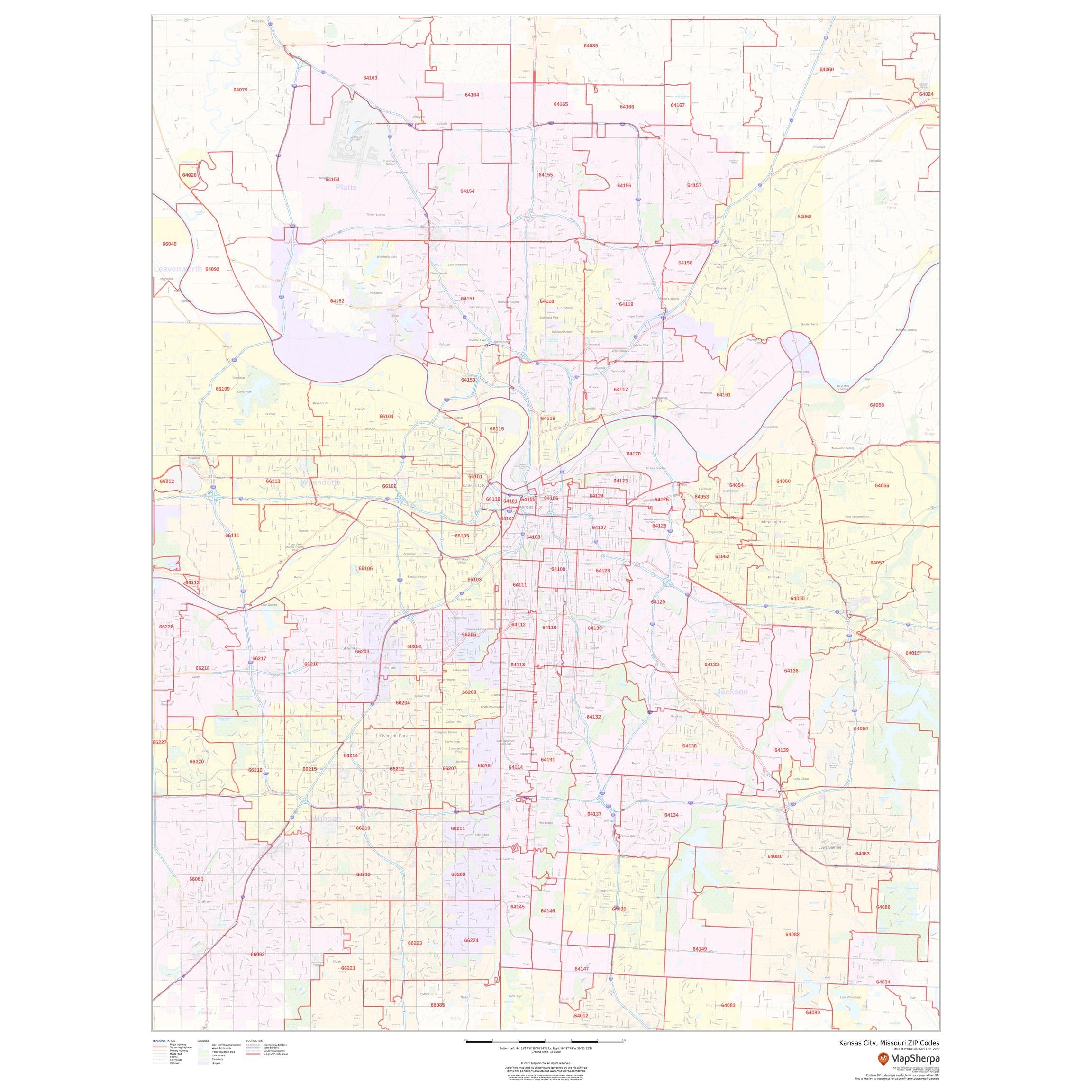 Kansas City Missouri Zip Codes By Map Sherpa The Map Shop Kansas City Missouri Zip Codes By Map Sherpa The Map Shop