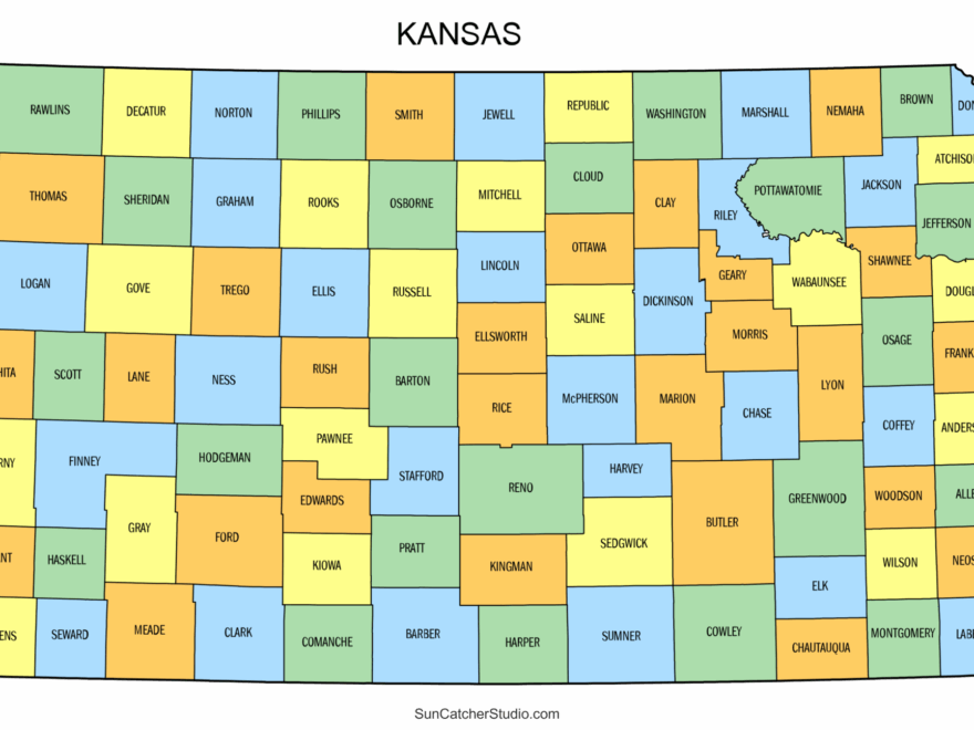 Kansas County Map Printable State Map With County Lines Free Printables Monograms Design Tools Patterns DIY Projects