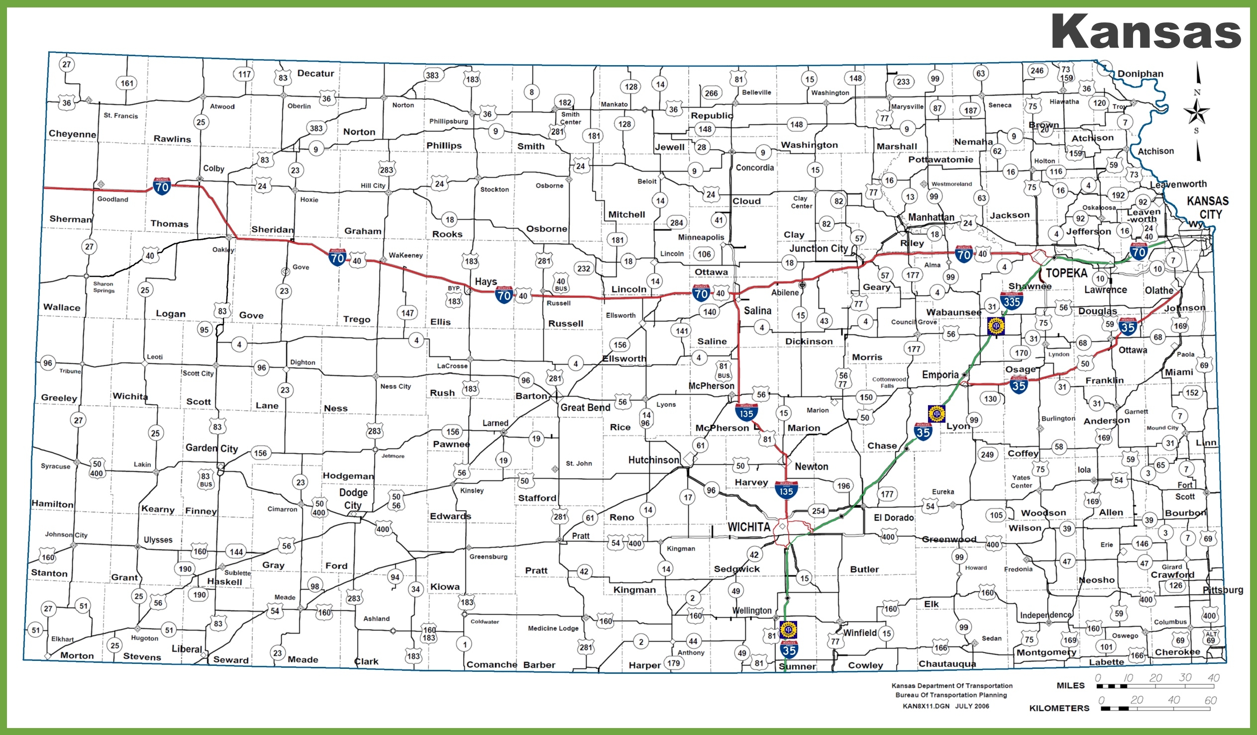 Kansas Road Map Ontheworldmap