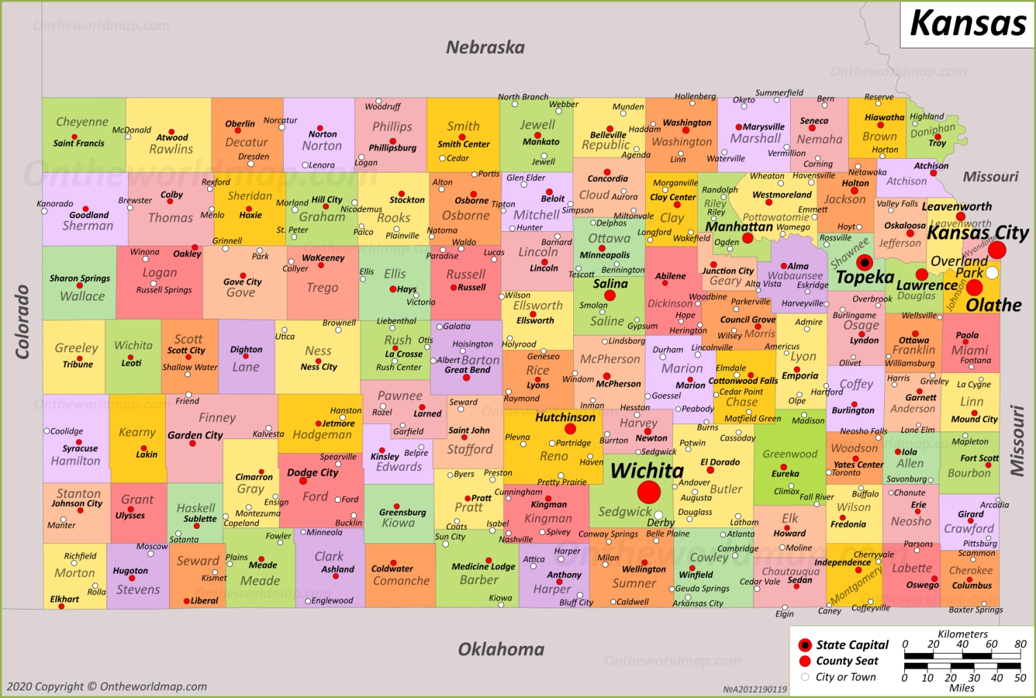 Free Printable Kansas State Map