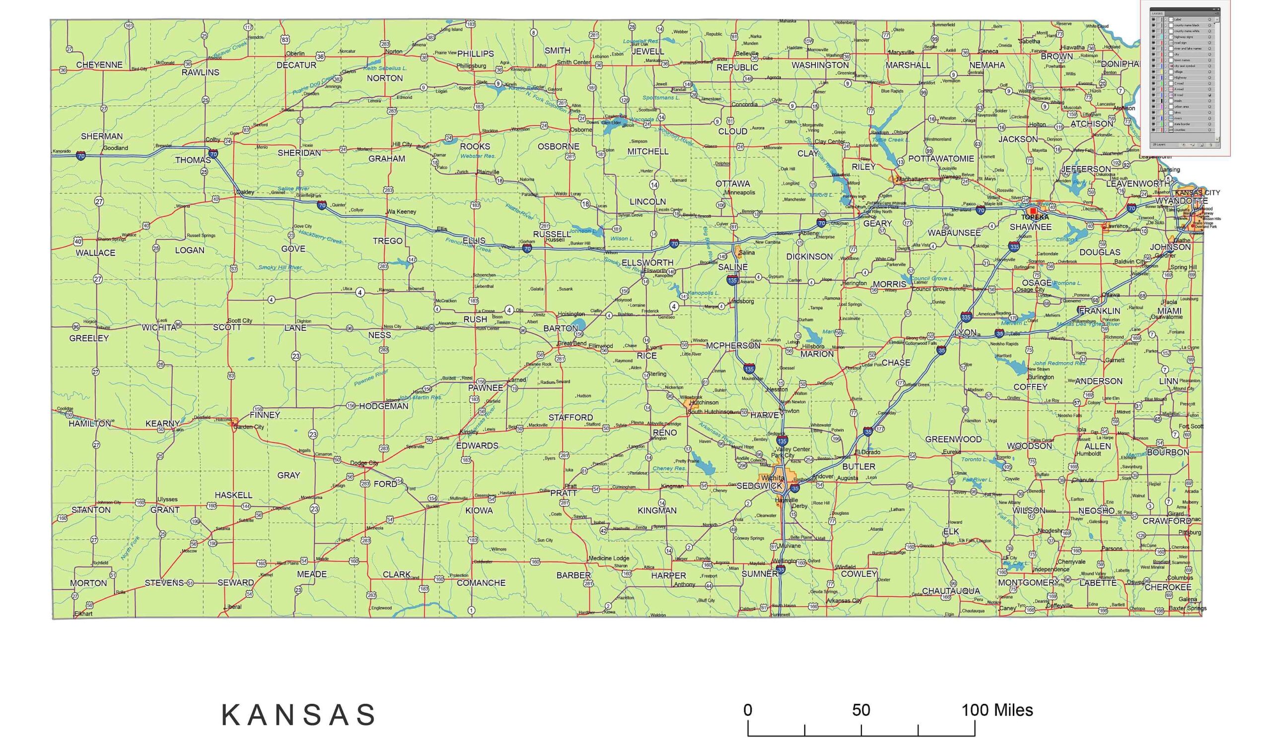 Kansas State Map Printable