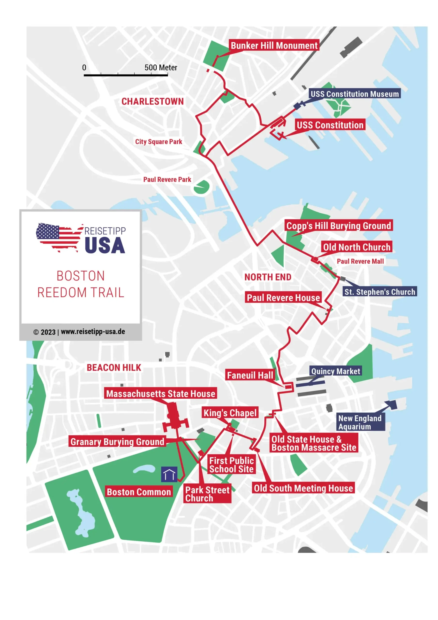 Karte Des Boston Freedom Trail Reisetipp USA