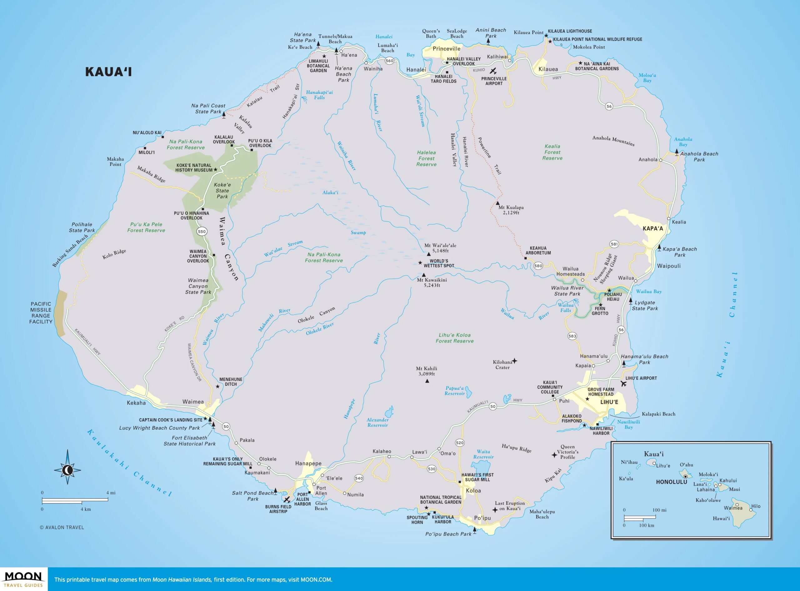 Printable Map Of Kauai Island