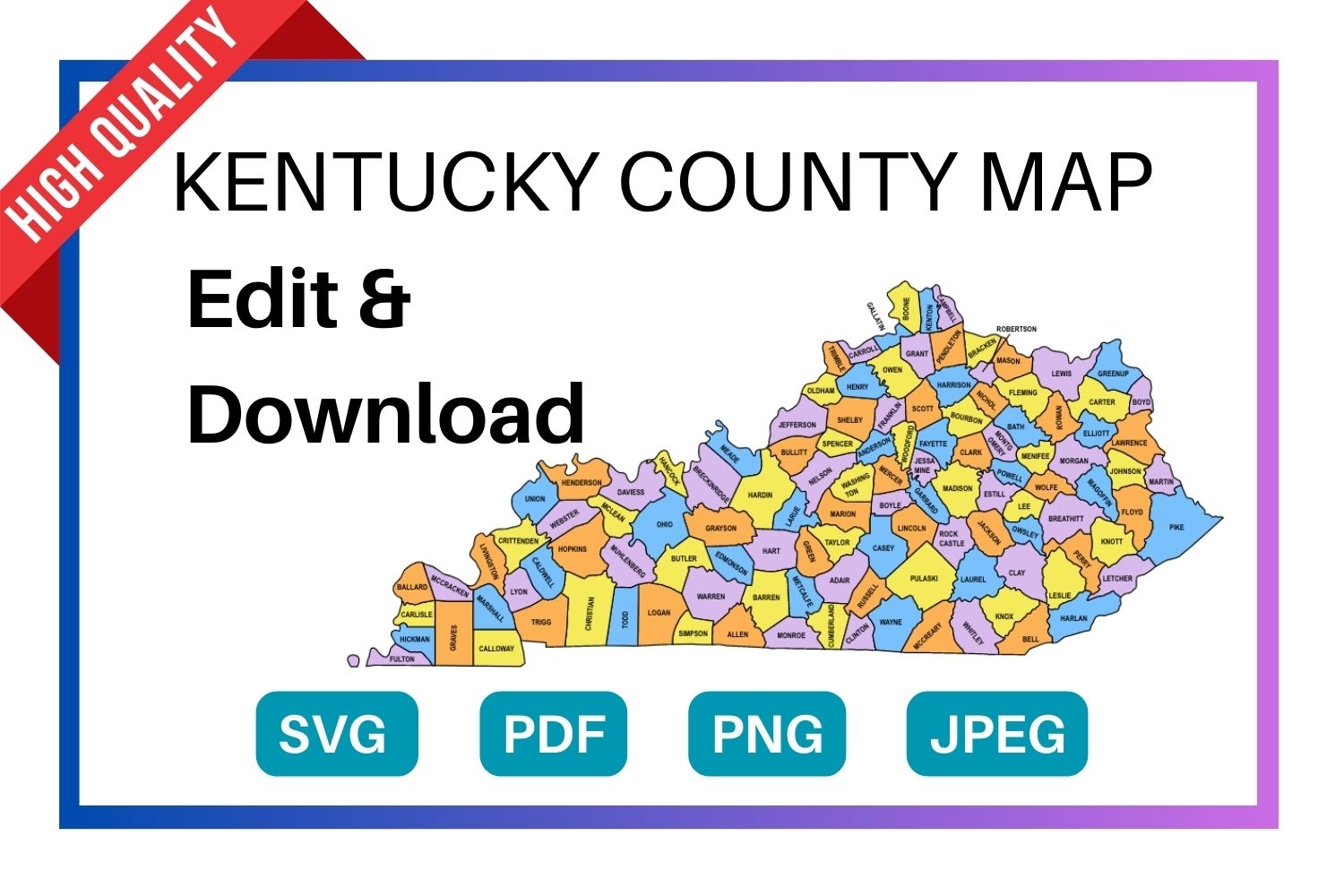 Kentucky County Map Editable Printable State County Maps Worksheets Library