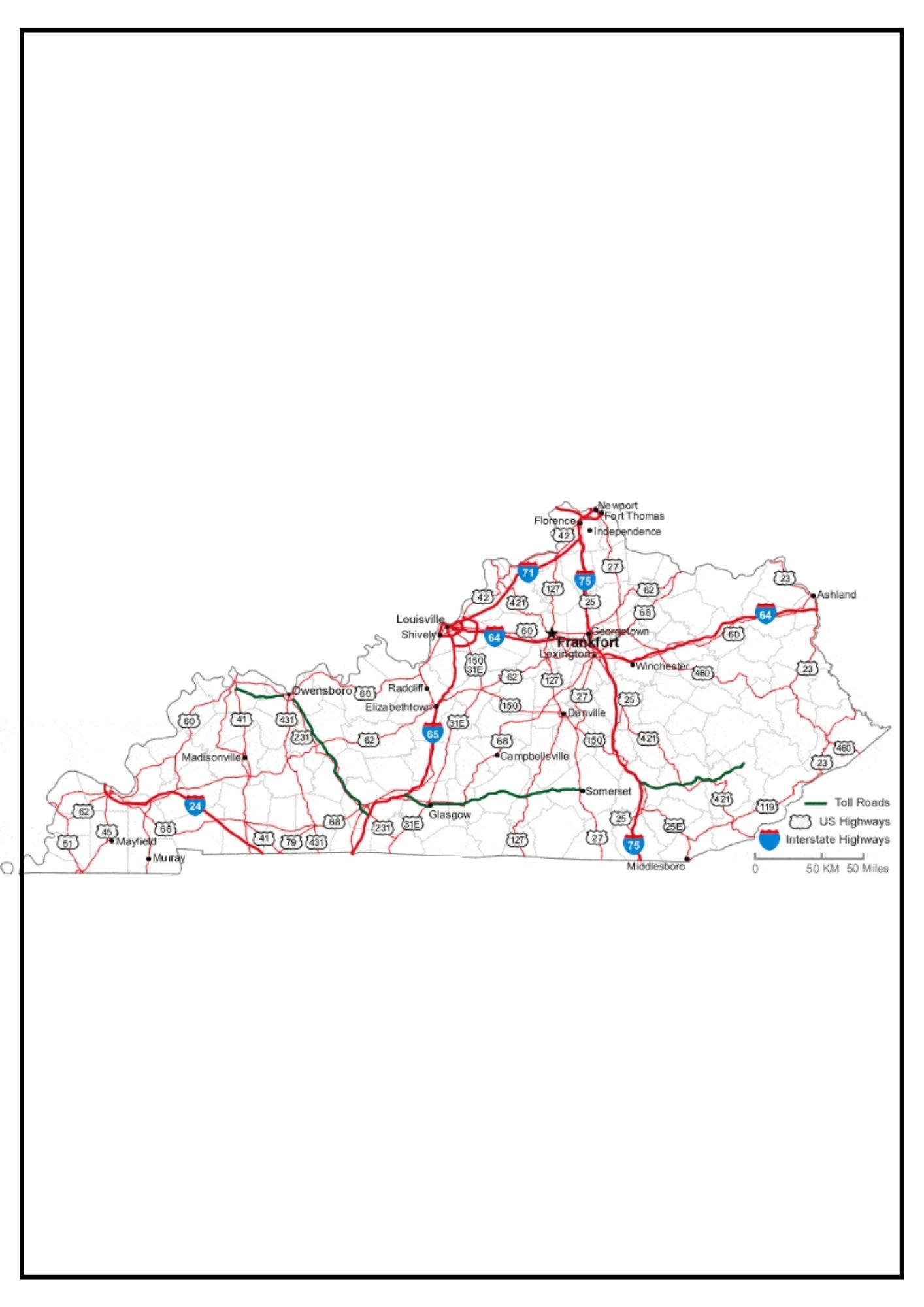 127 Free Printable Map Of Ky