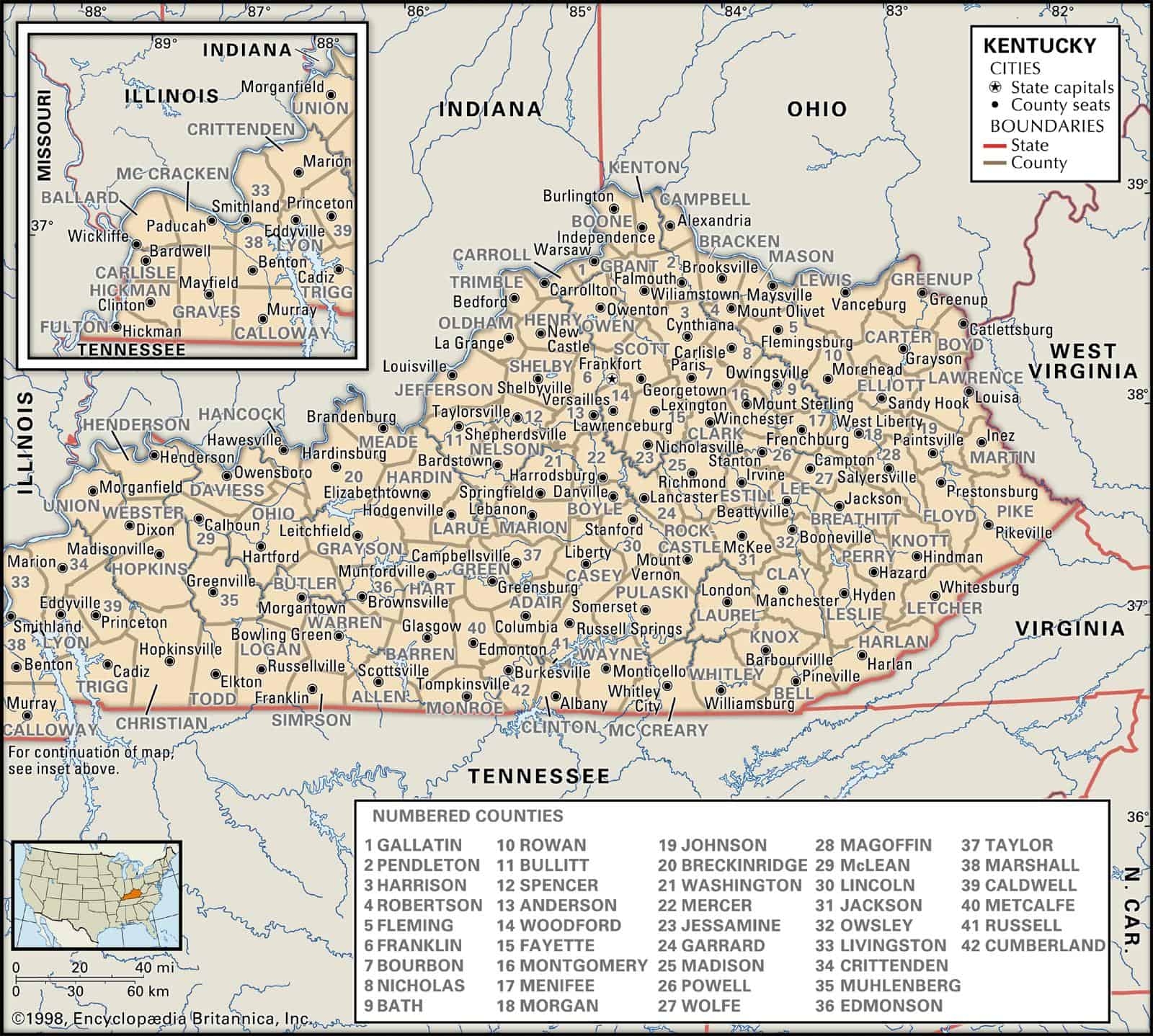 Kentucky County Maps Interactive History Complete List