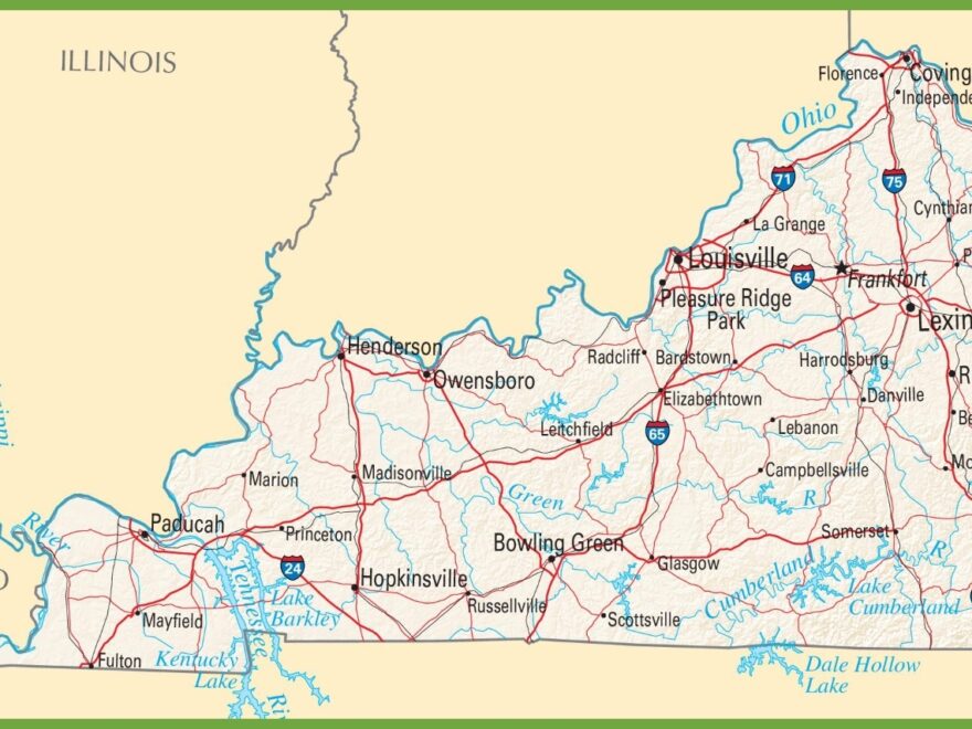 Kentucky Highway Map Ontheworldmap