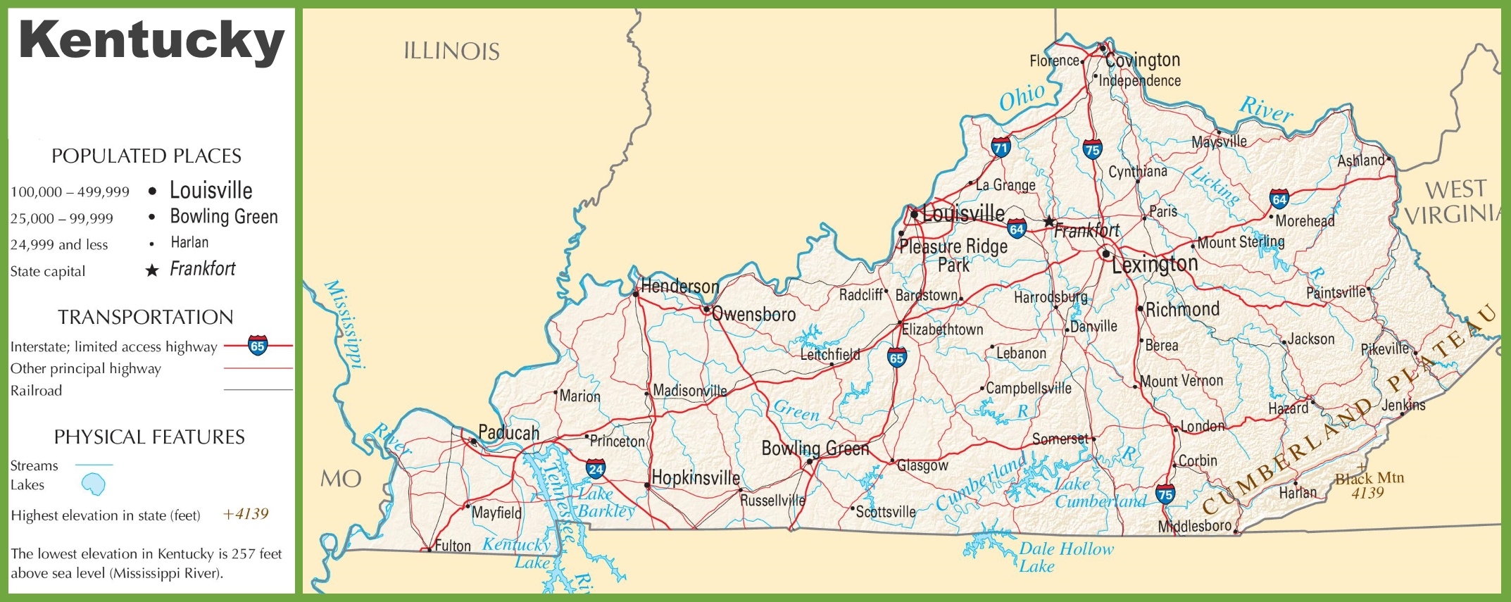 Kentucky Highway Map Ontheworldmap