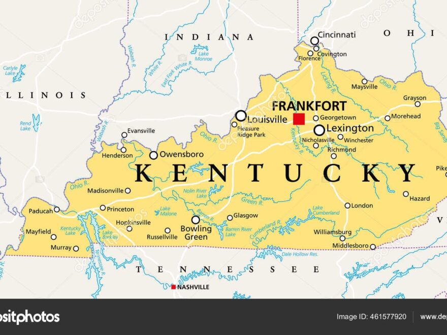 Kentucky Political Map Capital Frankfort Largest Cities Commonwealth Kentucky State Stock Vector By Furian 461577920