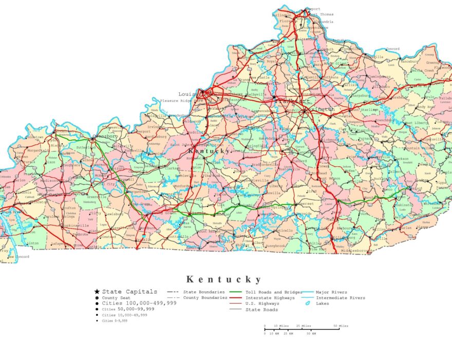 Kentucky Printable Map