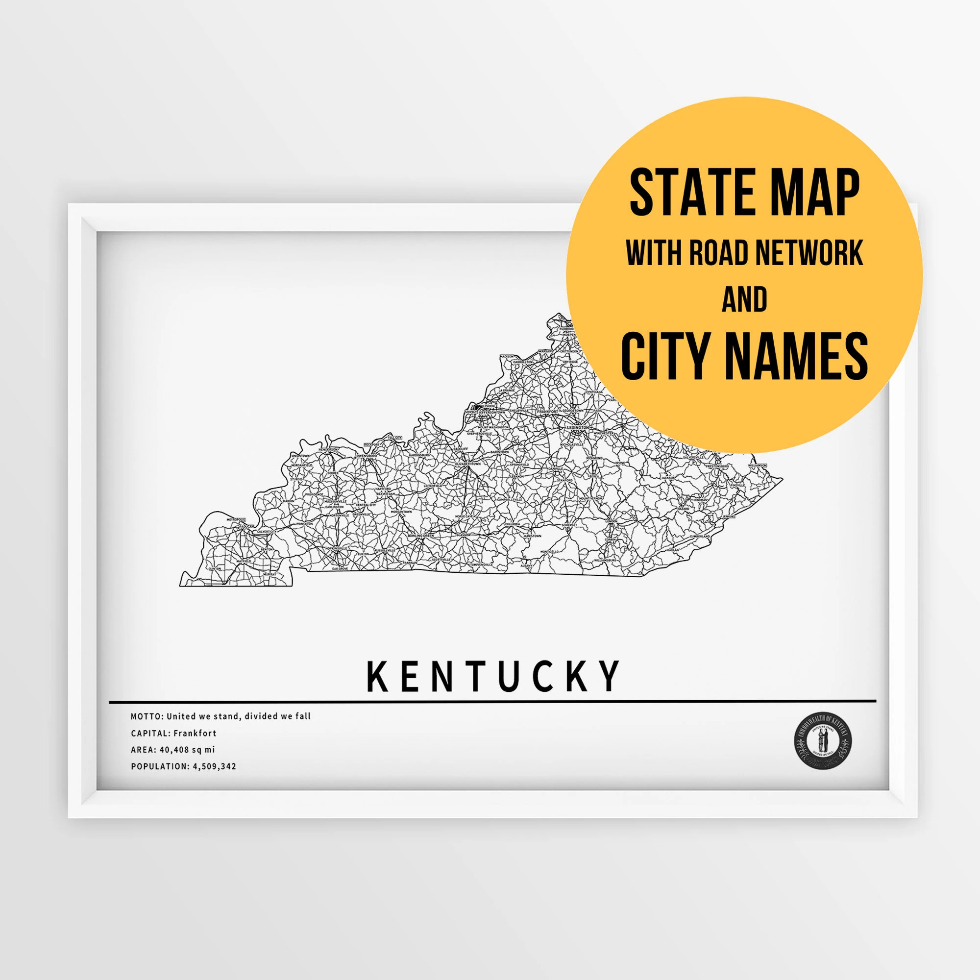 Kentucky Road Map Etsy