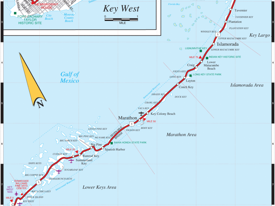 Key West Florida Keys Road Map