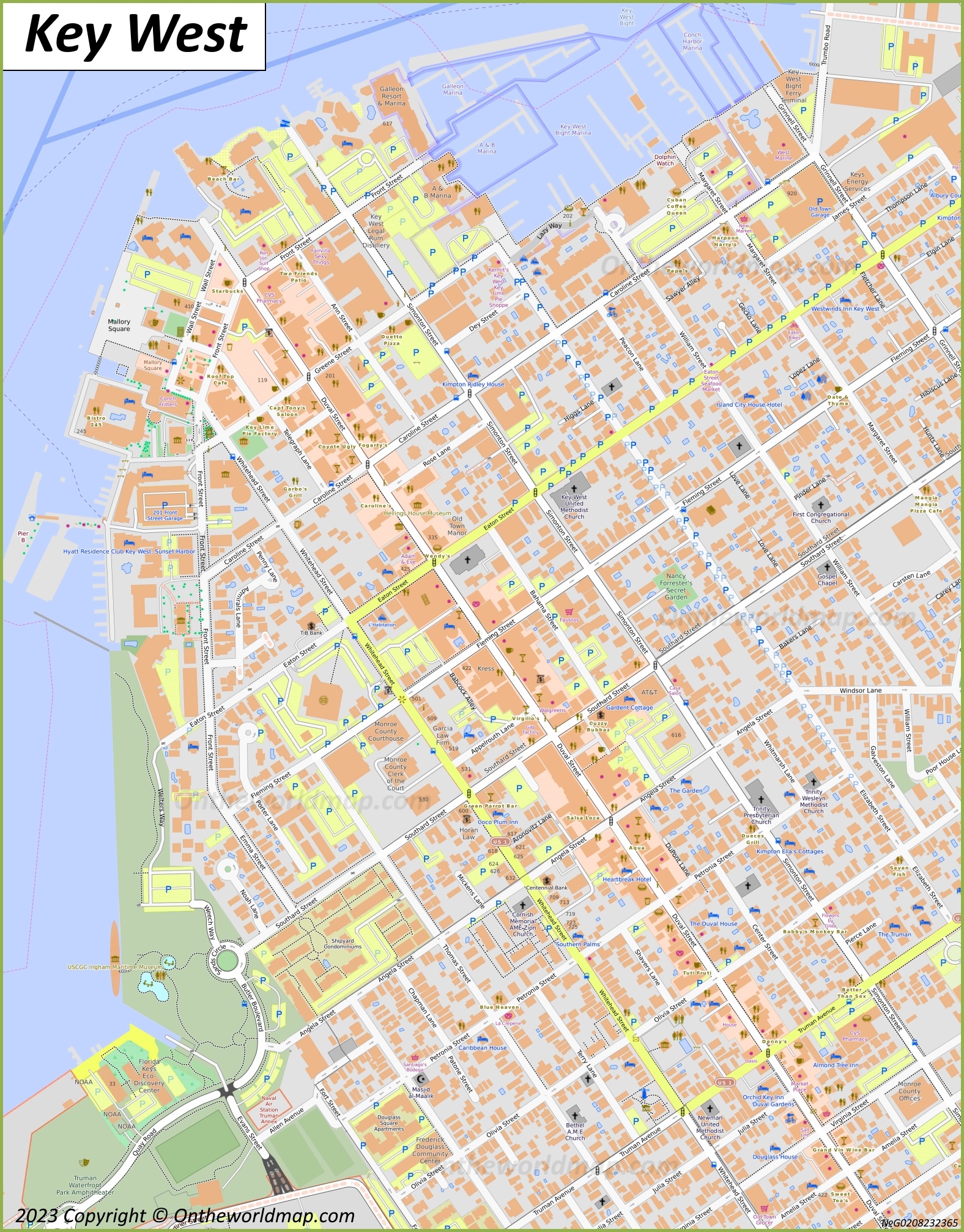 Key West Map Florida U S Discover City Of Key West With Detailed Maps
