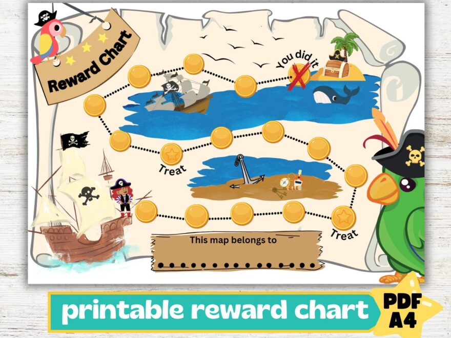 Kids Treasure Map Reward Chart Potty Chart Printable Pirate Reward Chart Treasure Map Download Treasure Reward Chart Pirate Map Digital Etsy