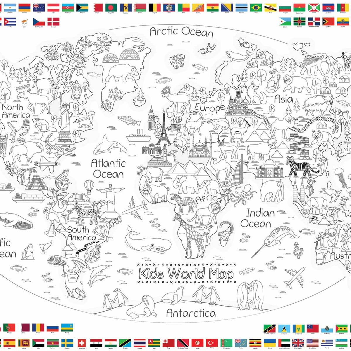 Printable Colouring World Map